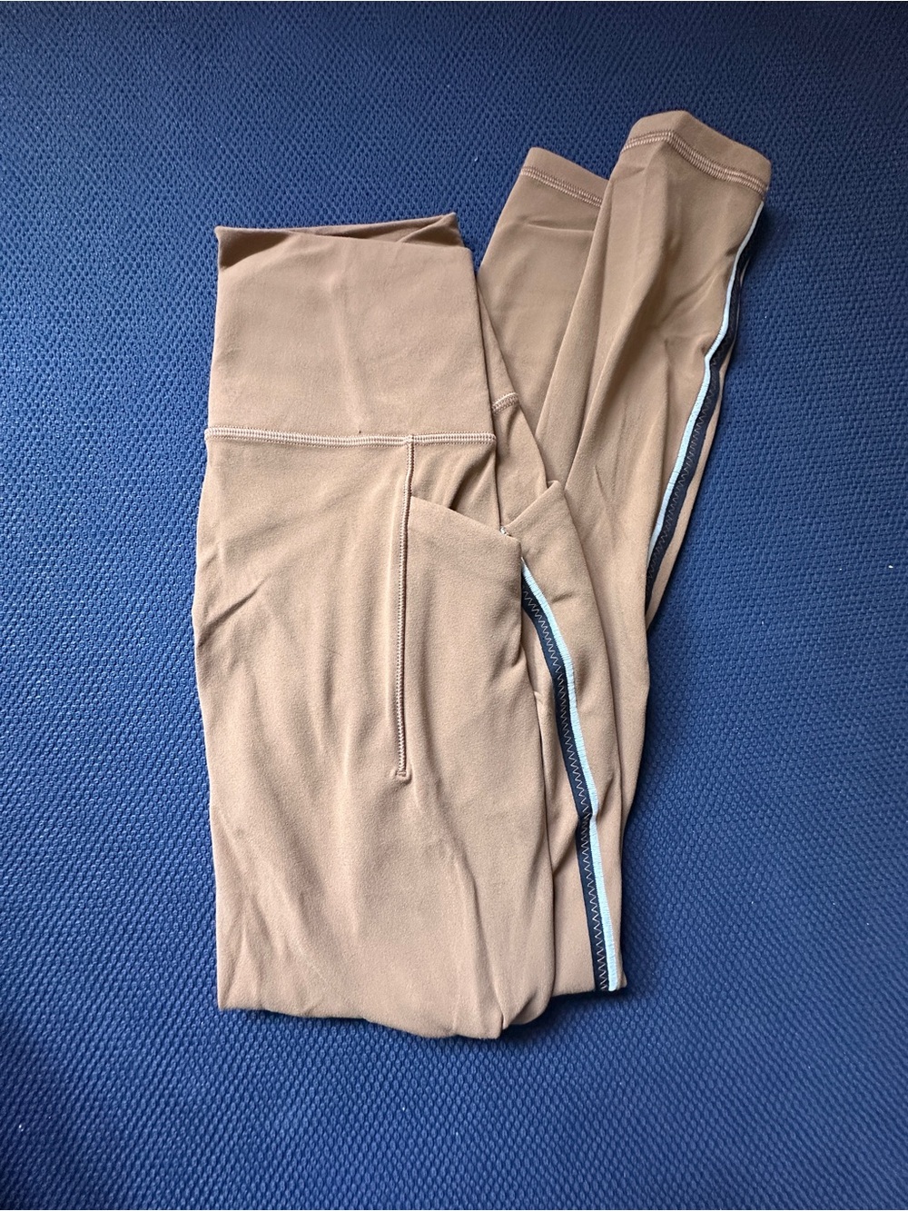 Athleta Tan Active Leggings with Side Stripe